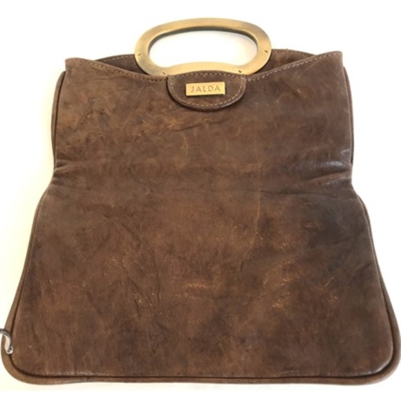 JALDA "BEAN" STINGRAY & BROWN LEATHER CLUTCH BAG - Picture 5 of 7